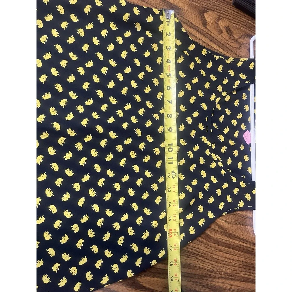 Pleione Elephant Print Tank-Navy Blue/Yellow-Size Medium